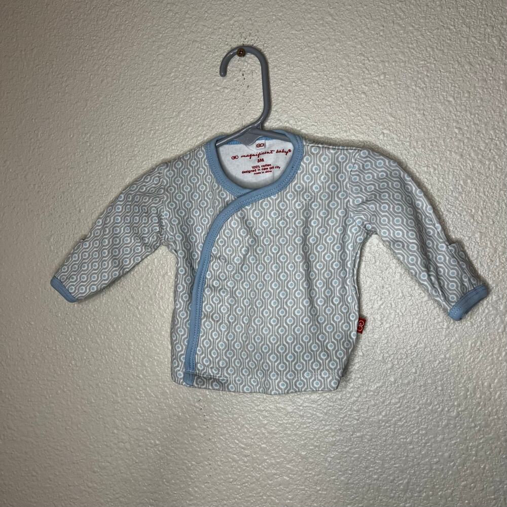 Magnificent Baby magnetic closure long sleeve shirt in light blue 3M